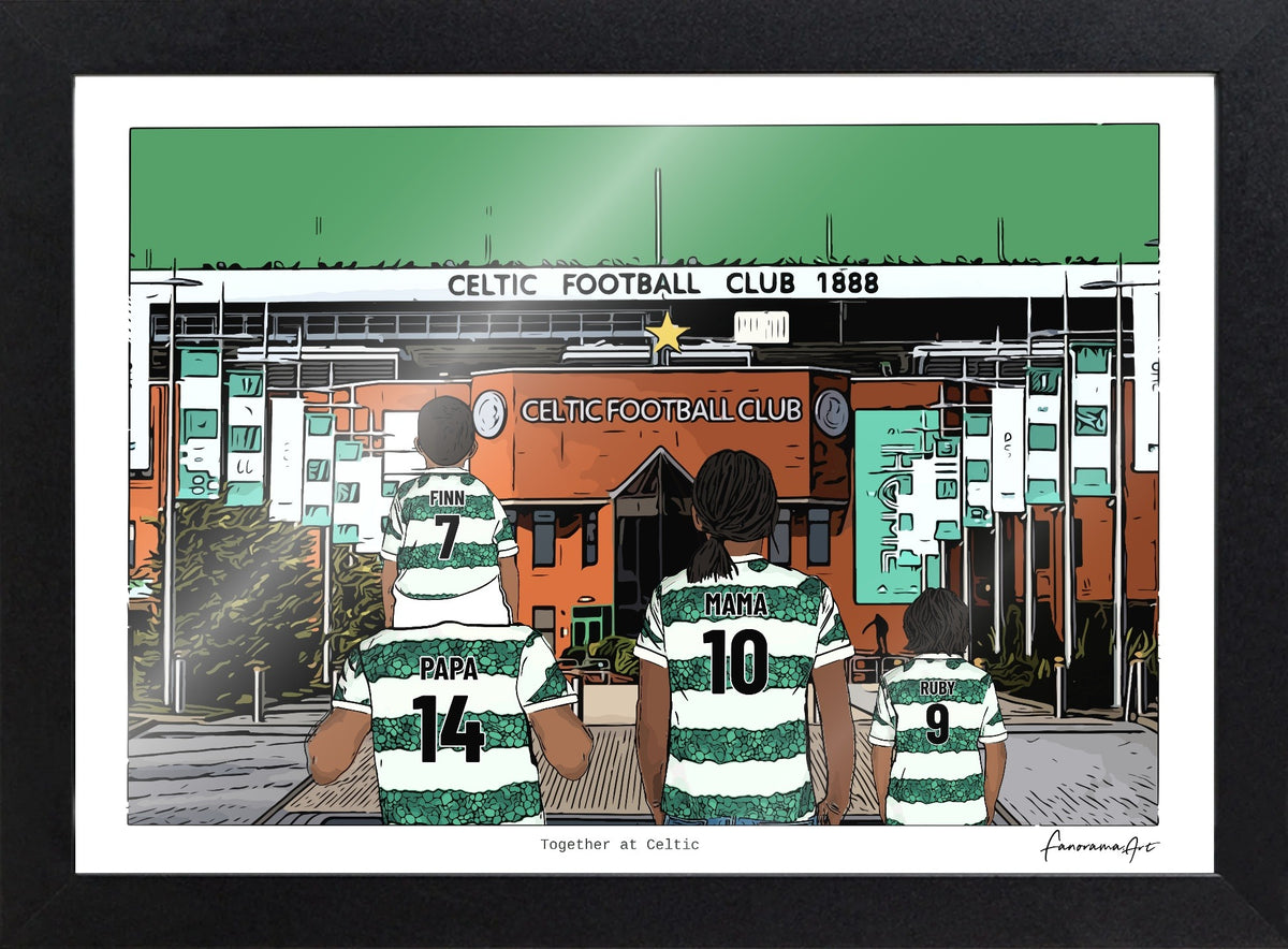 Personalised Celtic print with PAPA, MAMA, RUBY, Print & Frame at Celtic Park.