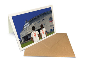 Personalised Bolton Wanderers greeting card with DAN, ZOE, 7x5" Greeting Card at Toughsheet Community Stadium.