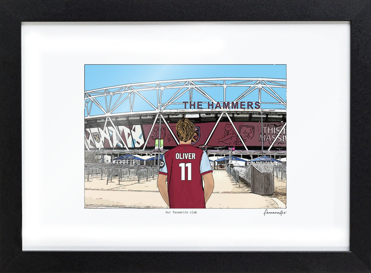 Personalised West Ham United print with OLIVER, Bordered Print & Frame at London Stadium.
