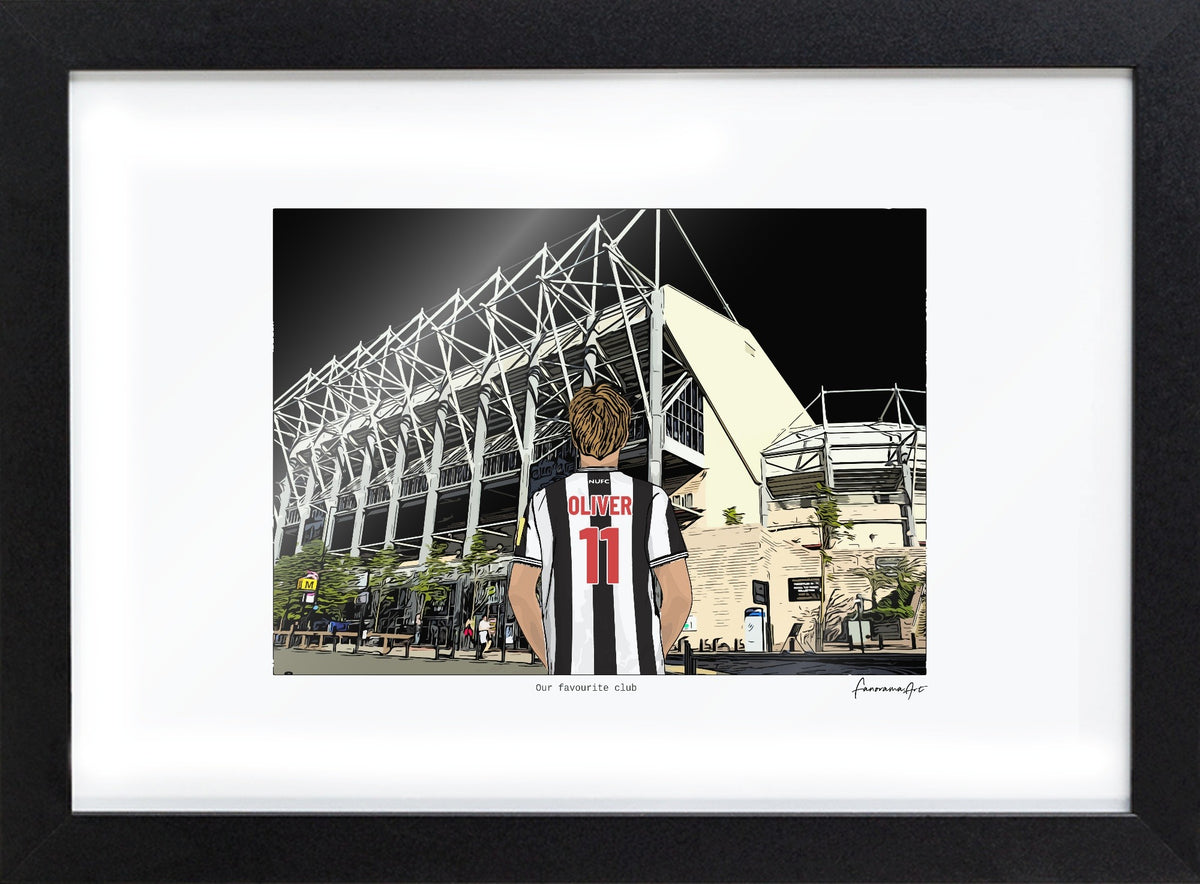 Personalised Newcastle United print with OLIVER, Bordered Print & Frame at St James’ Park.