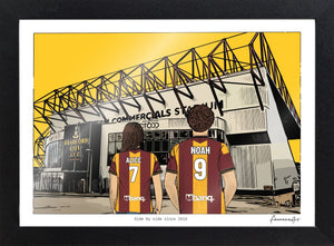 Personalised Bradford City print with ALICE, NOAH, Print & Frame at Valley Parade.
