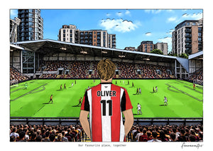 Personalised Brentford digital artwork with OLIVER, in game at Gtech Community Stadium.