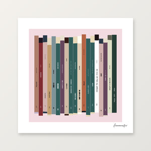 Personalised 18th birthday number one music print, born in 2008, shown as 8×8 square print with 18 colourful song spines and a birthday message.