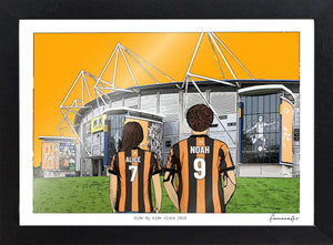 Personalised Hull City print with ALICE, NOAH, Print & Frame at MKM Stadium.