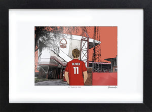 Personalised Nottingham Forest print with OLIVER, Bordered Print & Frame at The City Ground.