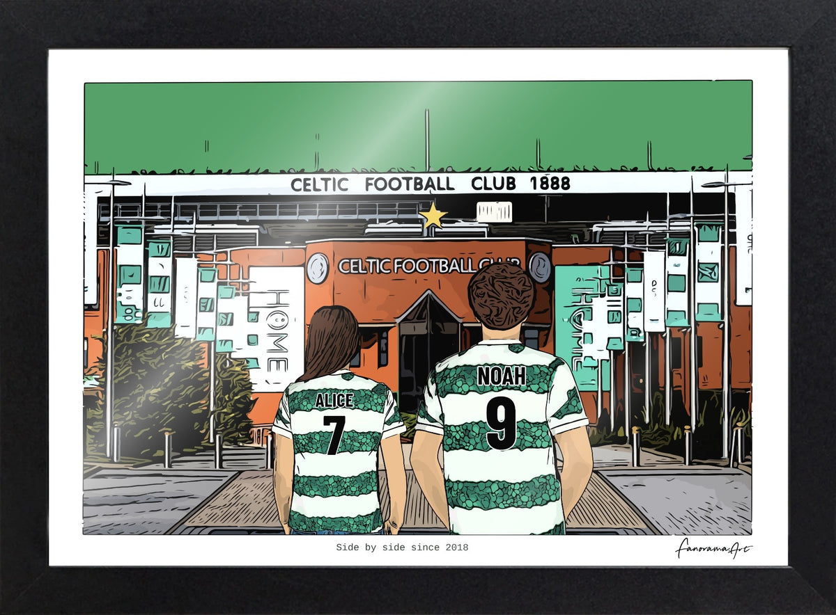 Personalised Celtic print with ALICE, NOAH, Print & Frame at Celtic Park.