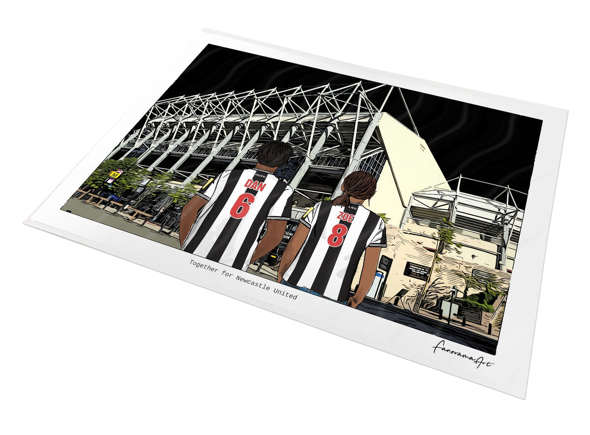 Personalised Newcastle United print with DAN, ZOE, Print at St James’ Park.