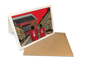 Personalised Liverpool greeting card with DAN, ZOE, 7x5" Greeting Card at Anfield.
