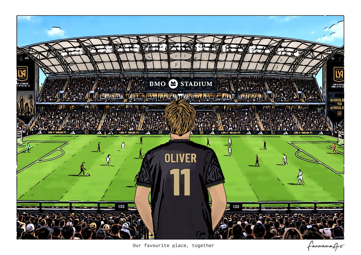 Personalised Los Angeles digital artwork with OLIVER, in game at BMO Stadium.