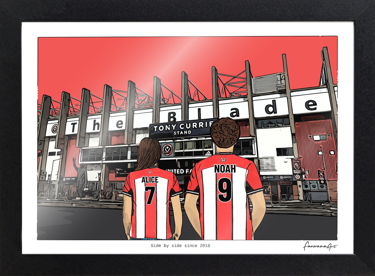 Personalised Sheffield United print with ALICE, NOAH, Print & Frame at Bramall Lane.