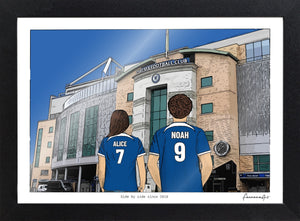 Personalised Chelsea print with ALICE, NOAH, Print & Frame at Stamford Bridge.