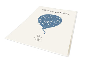 Birthday Star Print shown as portrait unframed print, personalised with names and meaningful dates.