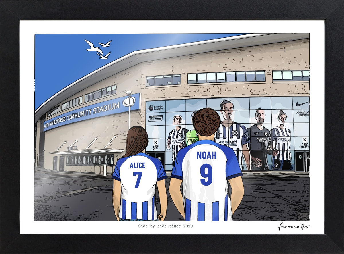 Personalised Brighton & Hove Albion print with ALICE, NOAH, Print & Frame at American Express Stadium.