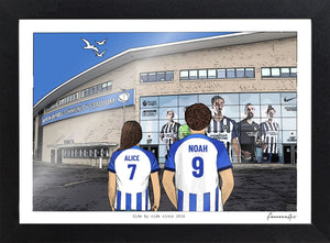 Personalised Brighton & Hove Albion print with ALICE, NOAH, Print & Frame at American Express Stadium.