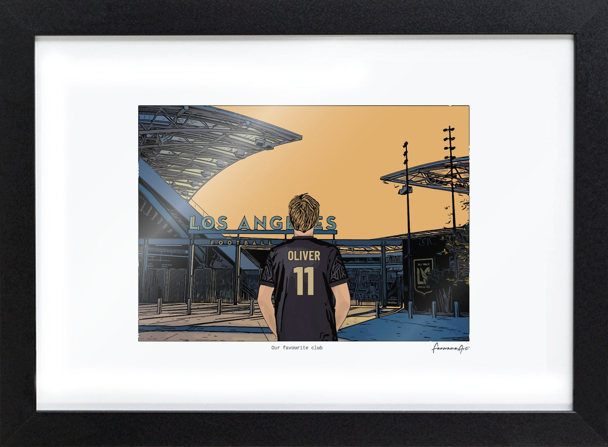 Personalised Los Angeles print with OLIVER, Bordered Print & Frame at BMO Stadium.