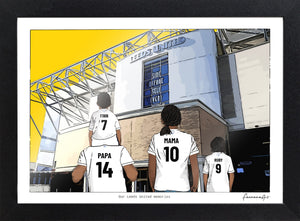 Personalised Leeds United print with PAPA, MAMA, RUBY, Print & Frame at Elland Road.