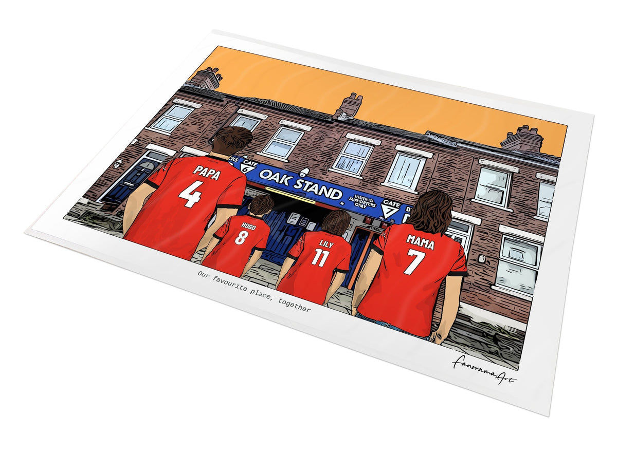 Personalised Luton Town print with PAPA, HUGO, LILY, MAMA, Print at Kenilworth Road.