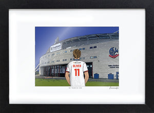 Personalised Bolton Wanderers print with OLIVER, Bordered Print & Frame at Toughsheet Community Stadium.
