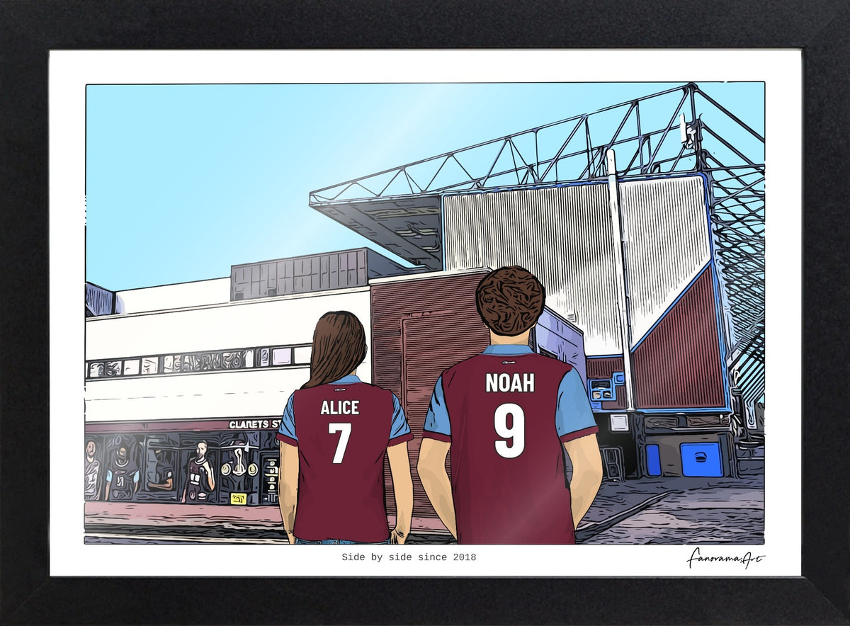 Personalised Burnley print with ALICE, NOAH, Print & Frame at Turf Moor.
