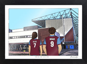Personalised Burnley print with ALICE, NOAH, Print & Frame at Turf Moor.