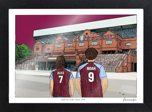 Personalised Aston Villa print with ALICE, NOAH, Print & Frame at Villa Park.