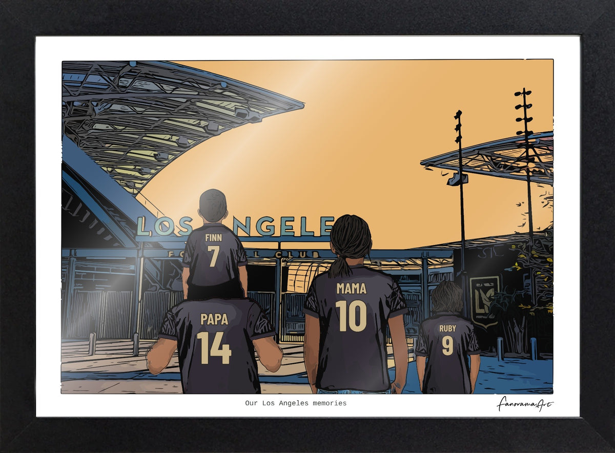 Personalised Los Angeles print with PAPA, MAMA, RUBY, Print & Frame at BMO Stadium.