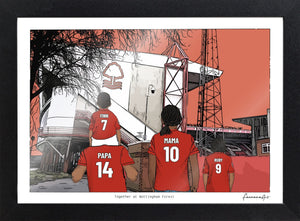 Personalised Nottingham Forest print with PAPA, MAMA, RUBY, Print & Frame at The City Ground.