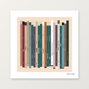 Personalised 21st birthday number one music print, born in 2005, shown as 8×8 square print with 21 colourful song spines and a birthday message.