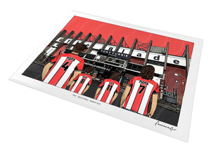 Personalised Sheffield United print with PAPA, HUGO, LILY, MAMA, Print at Bramall Lane.
