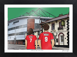 Personalised Wrexham print with ALICE, NOAH, Print & Frame at Racecourse Ground.