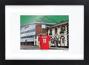 Personalised Wrexham print with OLIVER, Bordered Print & Frame at Racecourse Ground.