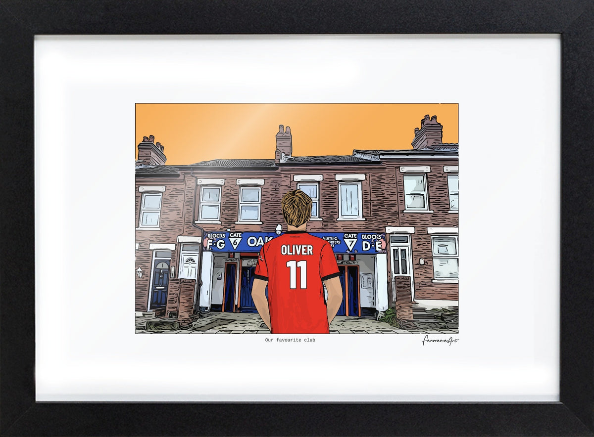 Personalised Luton Town print with OLIVER, Bordered Print & Frame at Kenilworth Road.