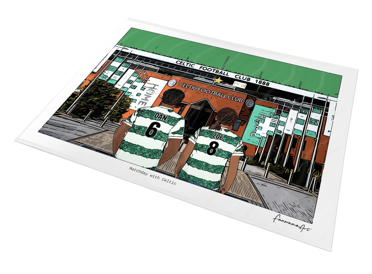 Personalised Celtic print with DAN, ZOE, Print at Celtic Park.