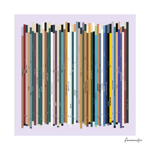 50th birthday number one music artwork for someone born in 1976, showing 50 years of UK birthday songs with titles, artists and a personal message.