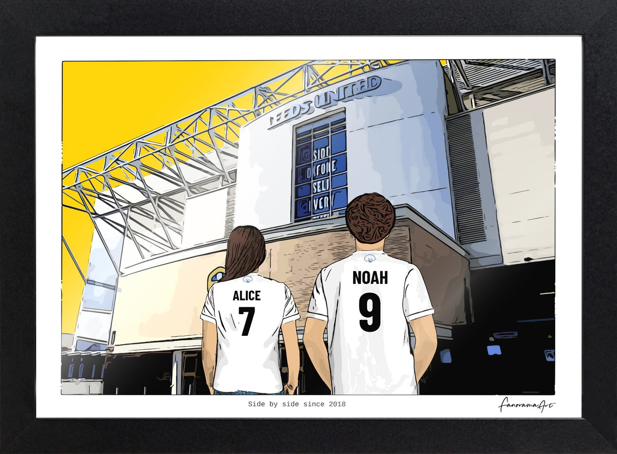 Personalised Leeds United print with ALICE, NOAH, Print & Frame at Elland Road.