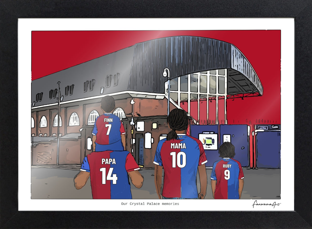 Personalised Crystal Palace print with PAPA, MAMA, RUBY, Print & Frame at Selhurst Park.