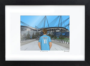 Personalised Manchester City print with OLIVER, Bordered Print & Frame at Etihad Stadium.