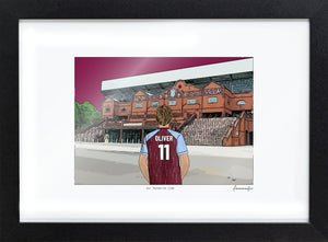 Personalised Aston Villa print with OLIVER, Bordered Print & Frame at Villa Park.