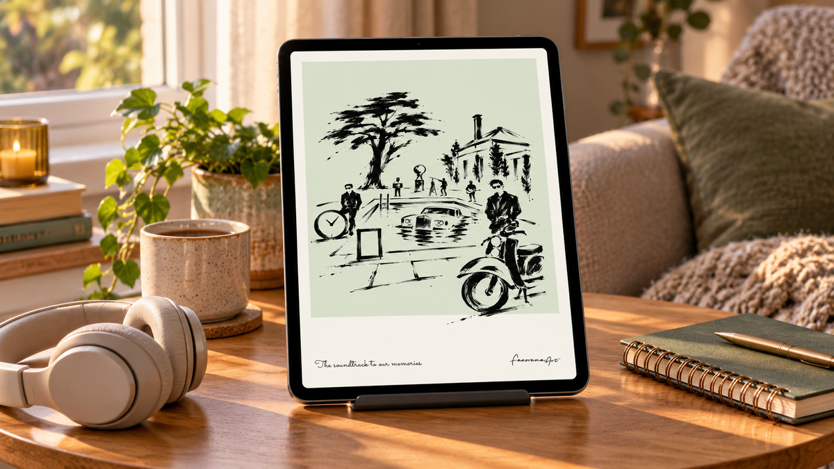 Personalised Oasis-inspired digital tablet lifestyle scene