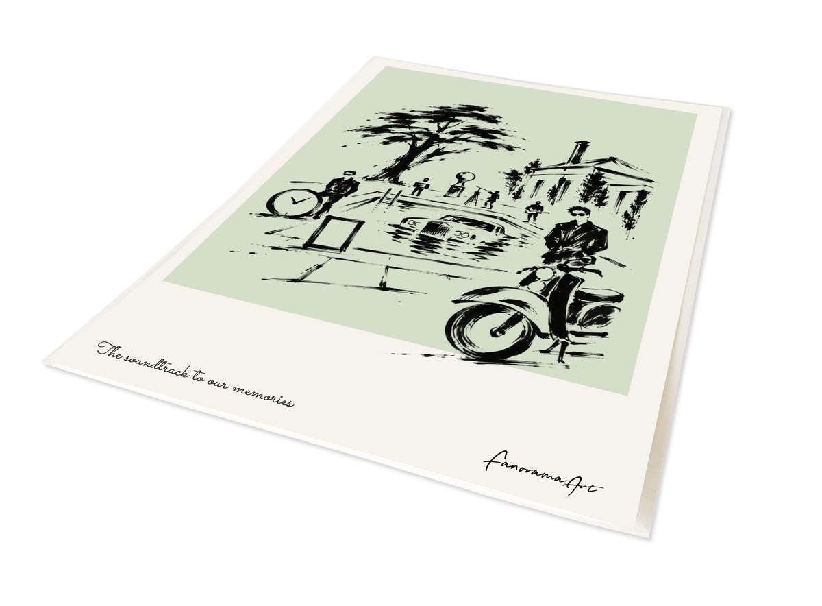 Be Here Now inspired personalised brush-ink A4 print with sage background