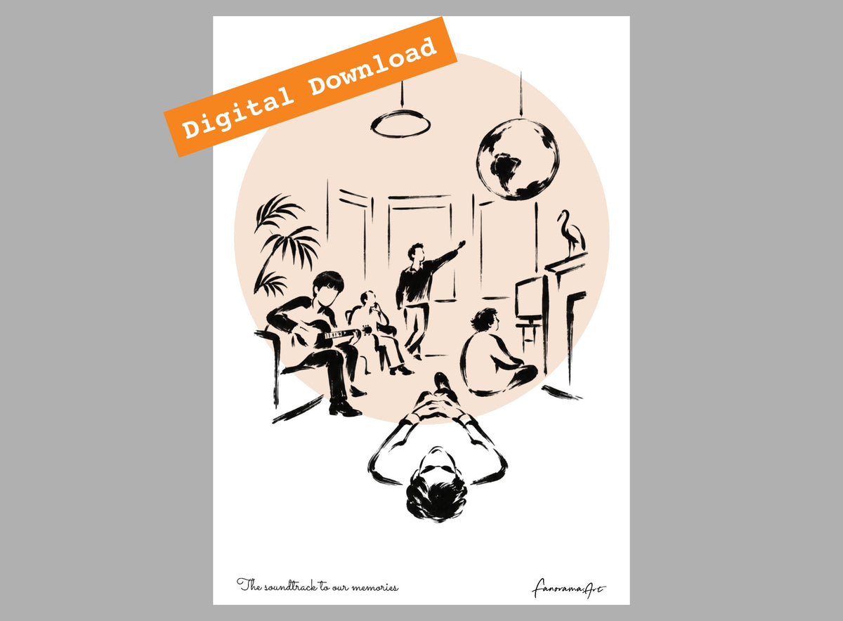 Definitely Maybe inspired personalised portrait artwork shown as a digital download