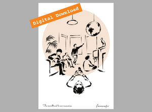 Definitely Maybe inspired personalised portrait artwork shown as a digital download